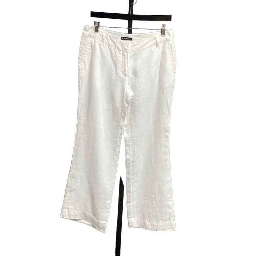 Willi Smith White Wide Leg Crop Linen Pants Size 4